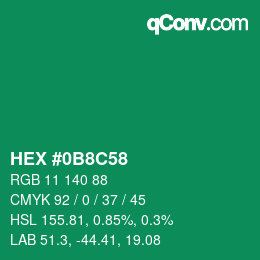 Color code: HEX #0B8C58 | qconv.com