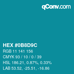Color code: HEX #0B8D9C | qconv.com