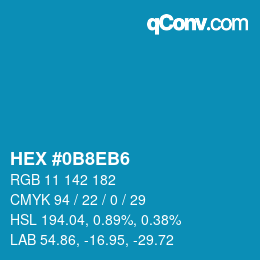 カラーコード: HEX #0B8EB6 | qconv.com