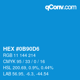 颜色代码: HEX #0B90D6 | qconv.com