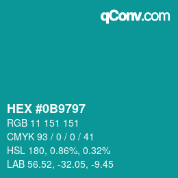 Color code: HEX #0B9797 | qconv.com