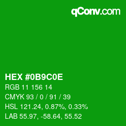 Color code: HEX #0B9C0E | qconv.com