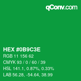 Color code: HEX #0B9C3E | qconv.com