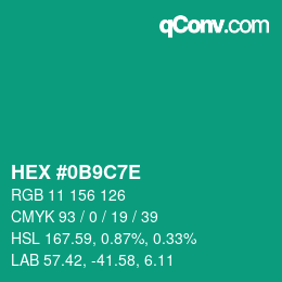 Color code: HEX #0B9C7E | qconv.com
