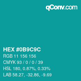 Color code: HEX #0B9C9C | qconv.com