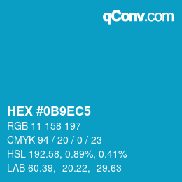 カラーコード: HEX #0B9EC5 | qconv.com