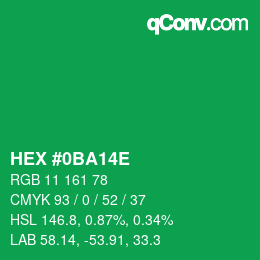 Color code: HEX #0BA14E | qconv.com