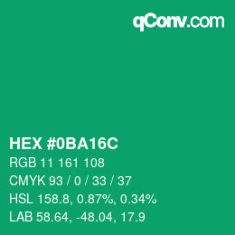 Color code: HEX #0BA16C | qconv.com