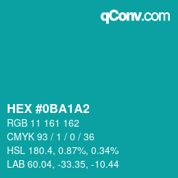 Color code: HEX #0BA1A2 | qconv.com