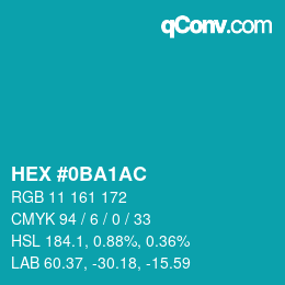 Color code: HEX #0BA1AC | qconv.com