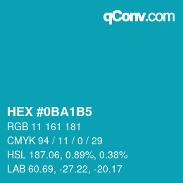 Color code: HEX #0BA1B5 | qconv.com