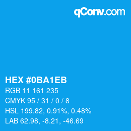 Color code: HEX #0BA1EB | qconv.com