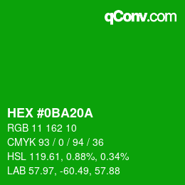 Color code: HEX #0BA20A | qconv.com