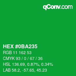 Color code: HEX #0BA235 | qconv.com