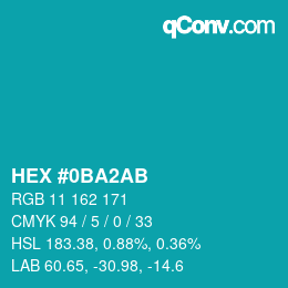 Color code: HEX #0BA2AB | qconv.com