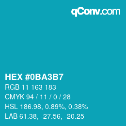 カラーコード: HEX #0BA3B7 | qconv.com