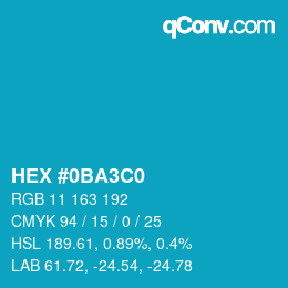 Farbcode: HEX #0BA3C0 | qconv.com