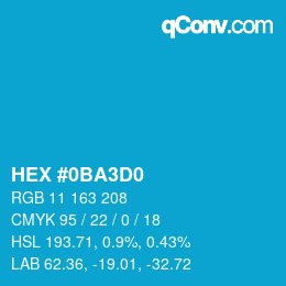 カラーコード: HEX #0BA3D0 | qconv.com