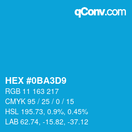 Color code: HEX #0BA3D9 | qconv.com