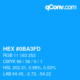 カラーコード: HEX #0BA3FD | qconv.com