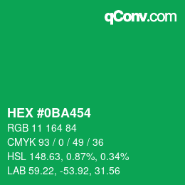 カラーコード: HEX #0BA454 | qconv.com