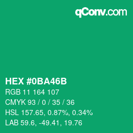 Color code: HEX #0BA46B | qconv.com