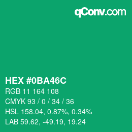 Color code: HEX #0BA46C | qconv.com
