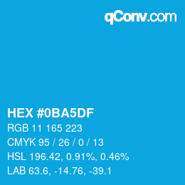 Color code: HEX #0BA5DF | qconv.com