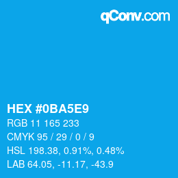 Code couleur: HEX #0BA5E9 | qconv.com