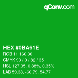 Color code: HEX #0BA61E | qconv.com