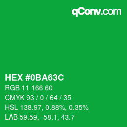Color code: HEX #0BA63C | qconv.com
