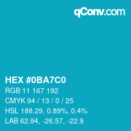 Color code: HEX #0BA7C0 | qconv.com