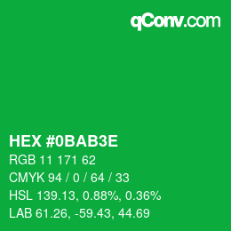 Color code: HEX #0BAB3E | qconv.com