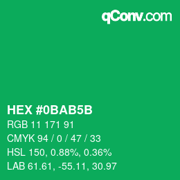 Color code: HEX #0BAB5B | qconv.com