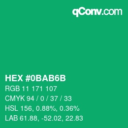 Color code: HEX #0BAB6B | qconv.com
