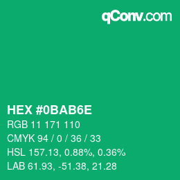Color code: HEX #0BAB6E | qconv.com