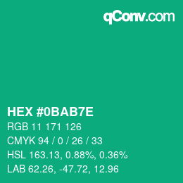 Color code: HEX #0BAB7E | qconv.com