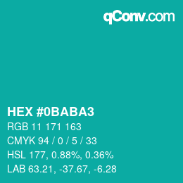 Color code: HEX #0BABA3 | qconv.com