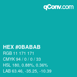 Color code: HEX #0BABAB | qconv.com