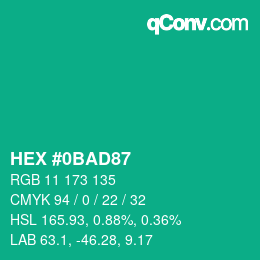 Color code: HEX #0BAD87 | qconv.com