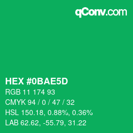 Color code: HEX #0BAE5D | qconv.com