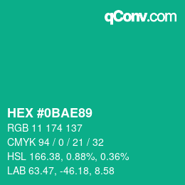 Color code: HEX #0BAE89 | qconv.com