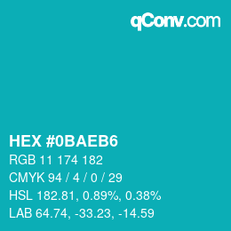 Color code: HEX #0BAEB6 | qconv.com