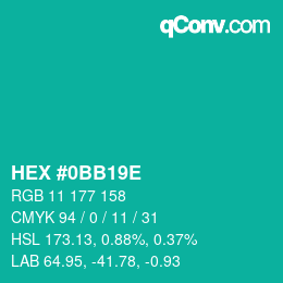 Color code: HEX #0BB19E | qconv.com