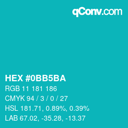 Color code: HEX #0BB5BA | qconv.com
