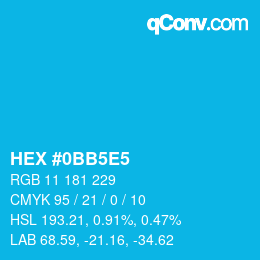 カラーコード: HEX #0BB5E5 | qconv.com