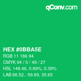 Farbcode: HEX #0BBA5E | qconv.com