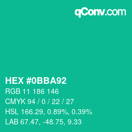Color code: HEX #0BBA92 | qconv.com