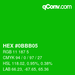 Color code: HEX #0BBB05 | qconv.com