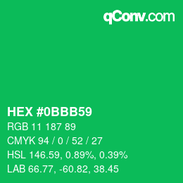 Farbcode: HEX #0BBB59 | qconv.com